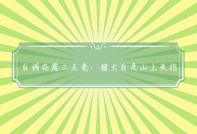 自调花露三五毫，猎犬自是山上丧指是什么生肖解谜,精准成语释义解释